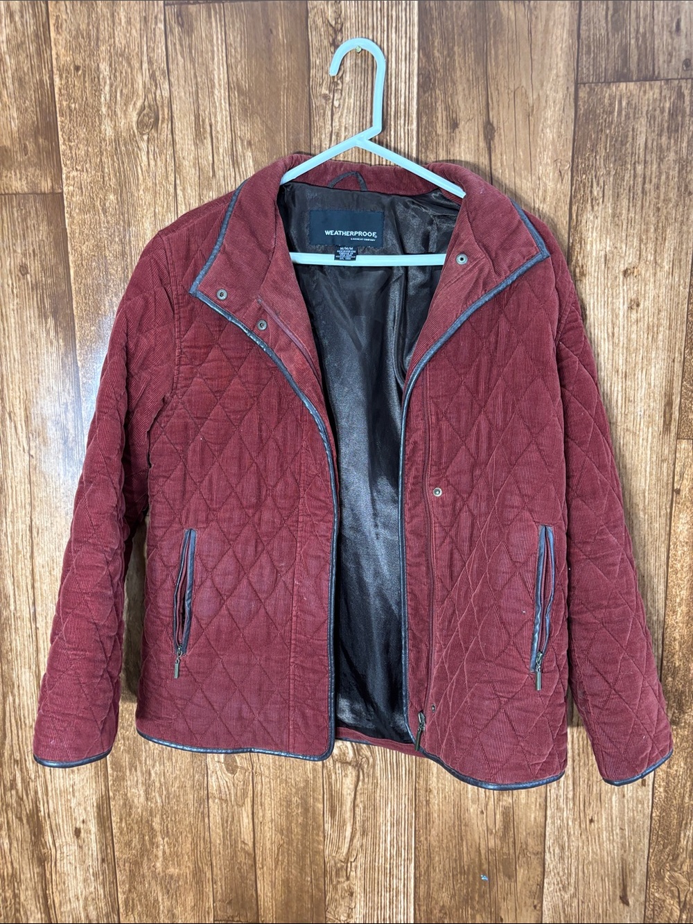 Weatherproof Quilted Puffer Jacket - Burgundy with Contrast Trim